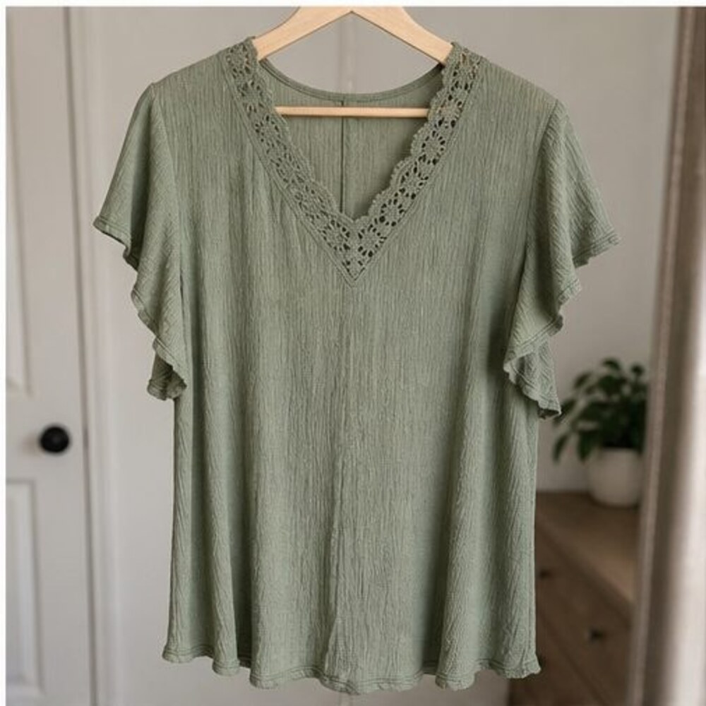 Sage Button Blouse